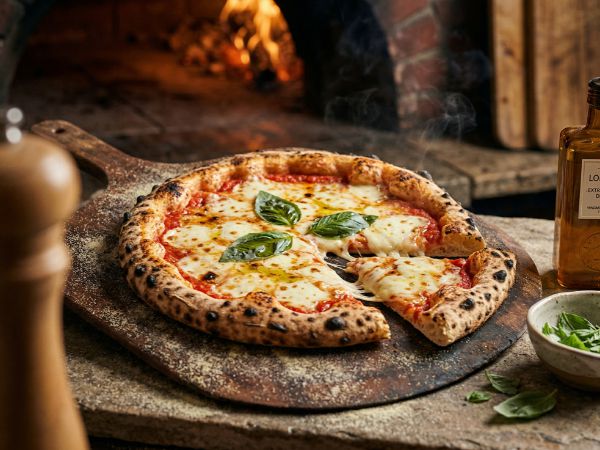 Pizza margherita dal forno a legna pizzeria Su Stentu Sestu